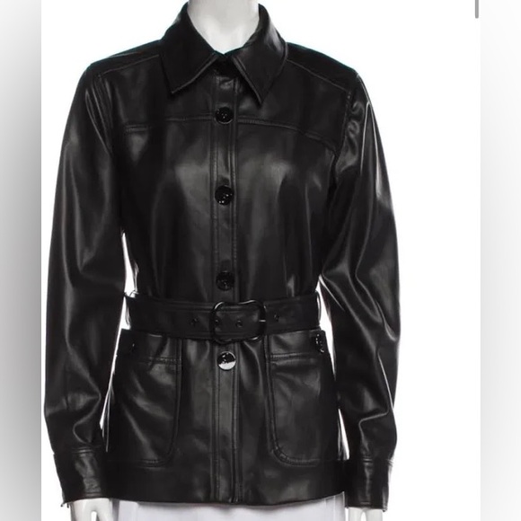 Jonathan simkhai black leather shirt/jacket. BELT NOT INCLUDED. Size 4. - Picture 1 of 2